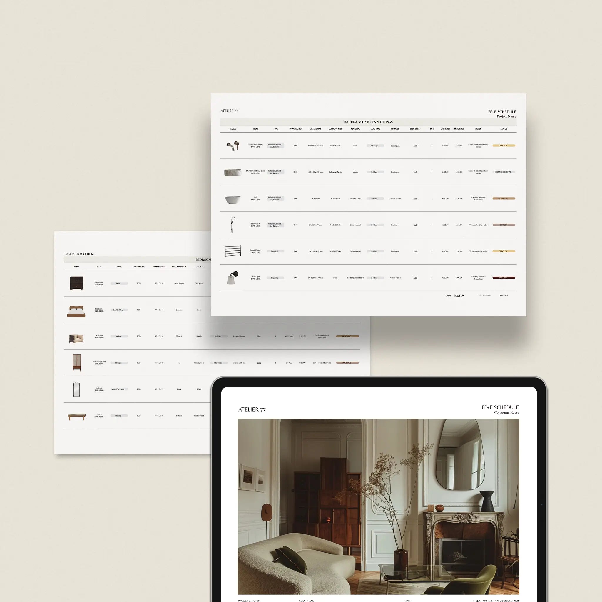 Atelier 77 | Interior Design FFE Schedule Template