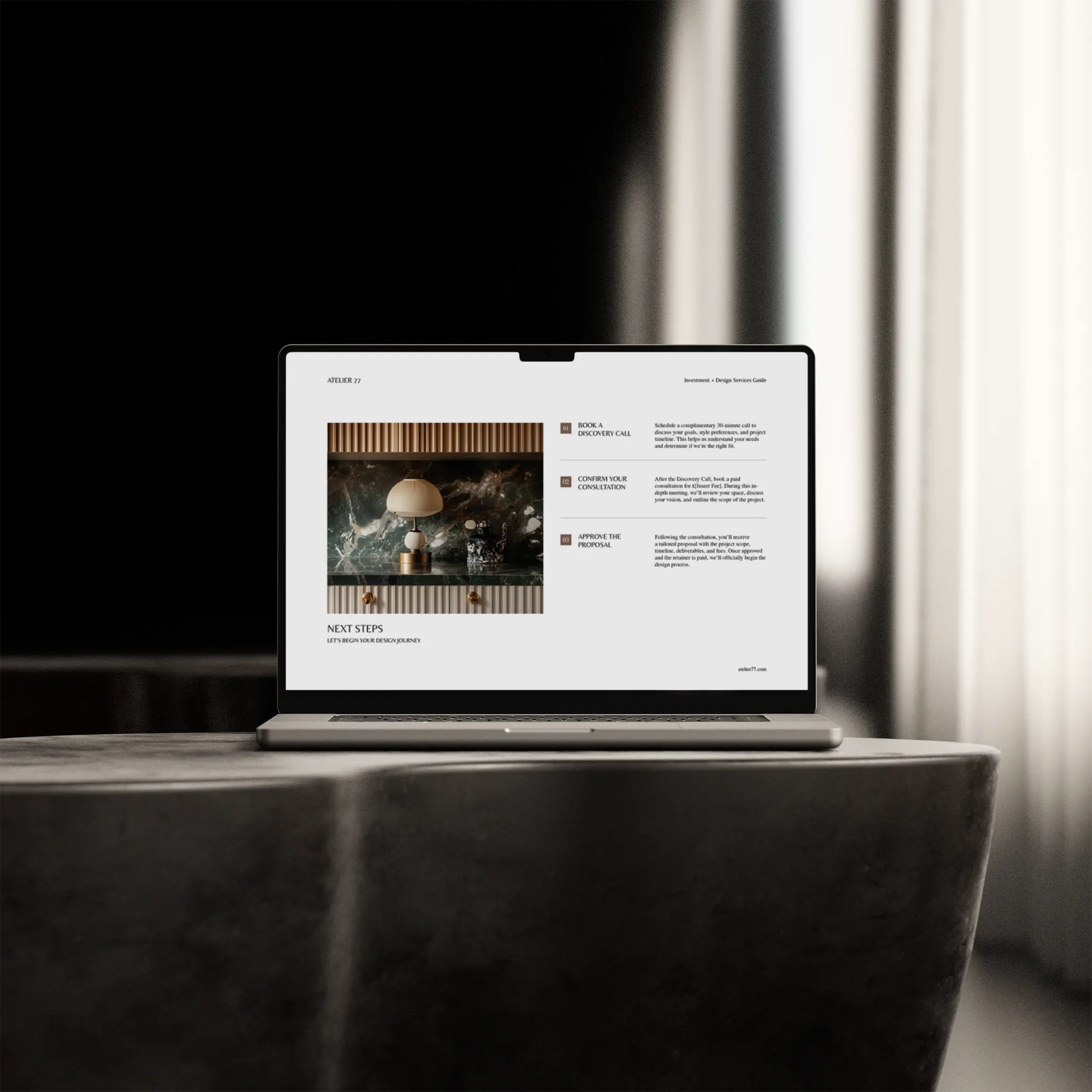 Atelier 77 | Investment and Design Services Guide Template