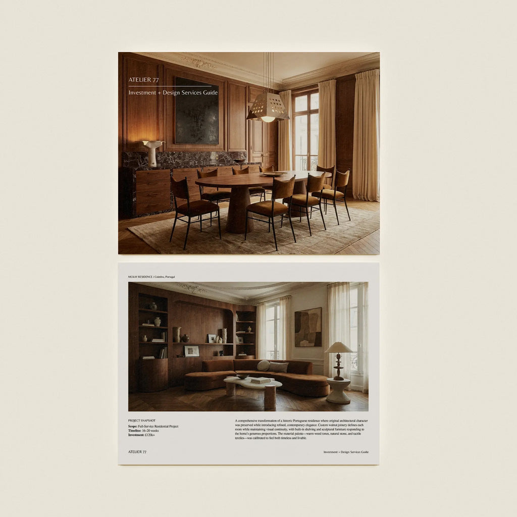 Atelier 77 | Interior Design Investment Guide Template – Sonderpath Studio