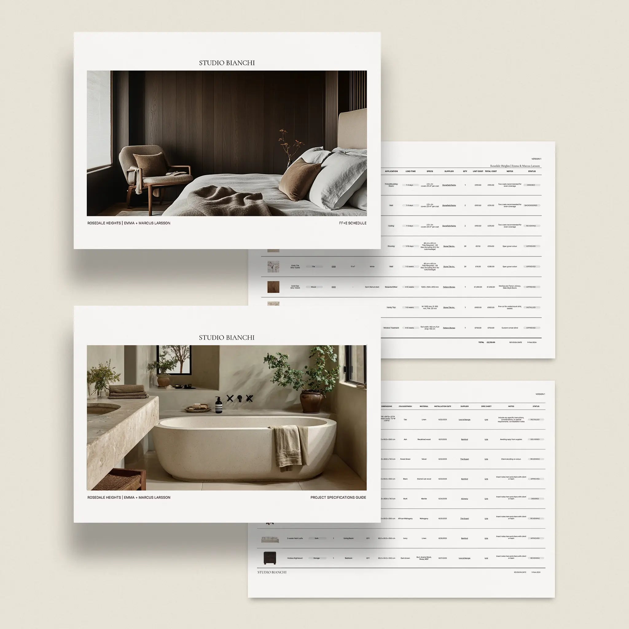 Bianchi | FFE Schedule and Project Specifications Guide Template Kit