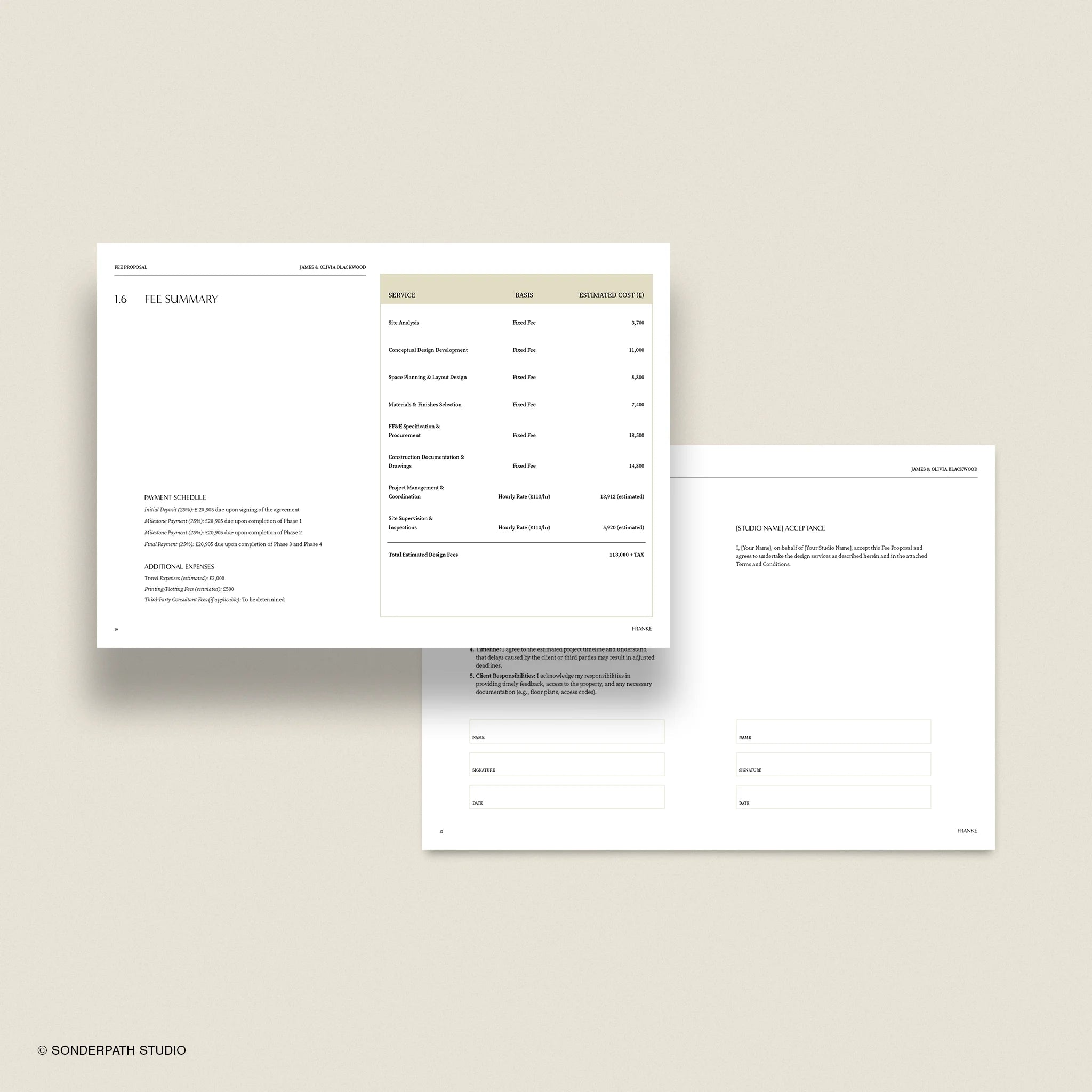 Franke | Interior Design Fee Proposal
