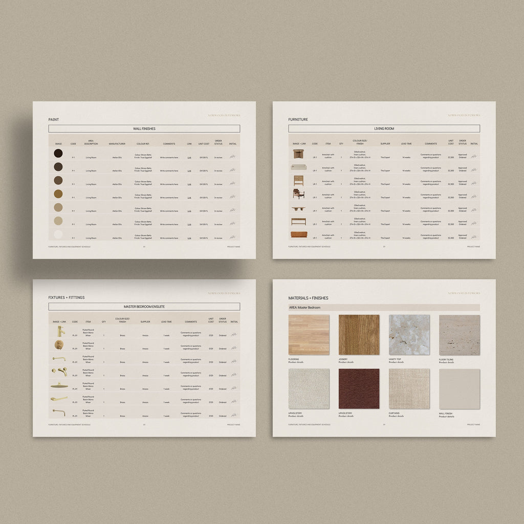 Norwood | Interior Design FF+E Schedule Template – Sonderpath Studio