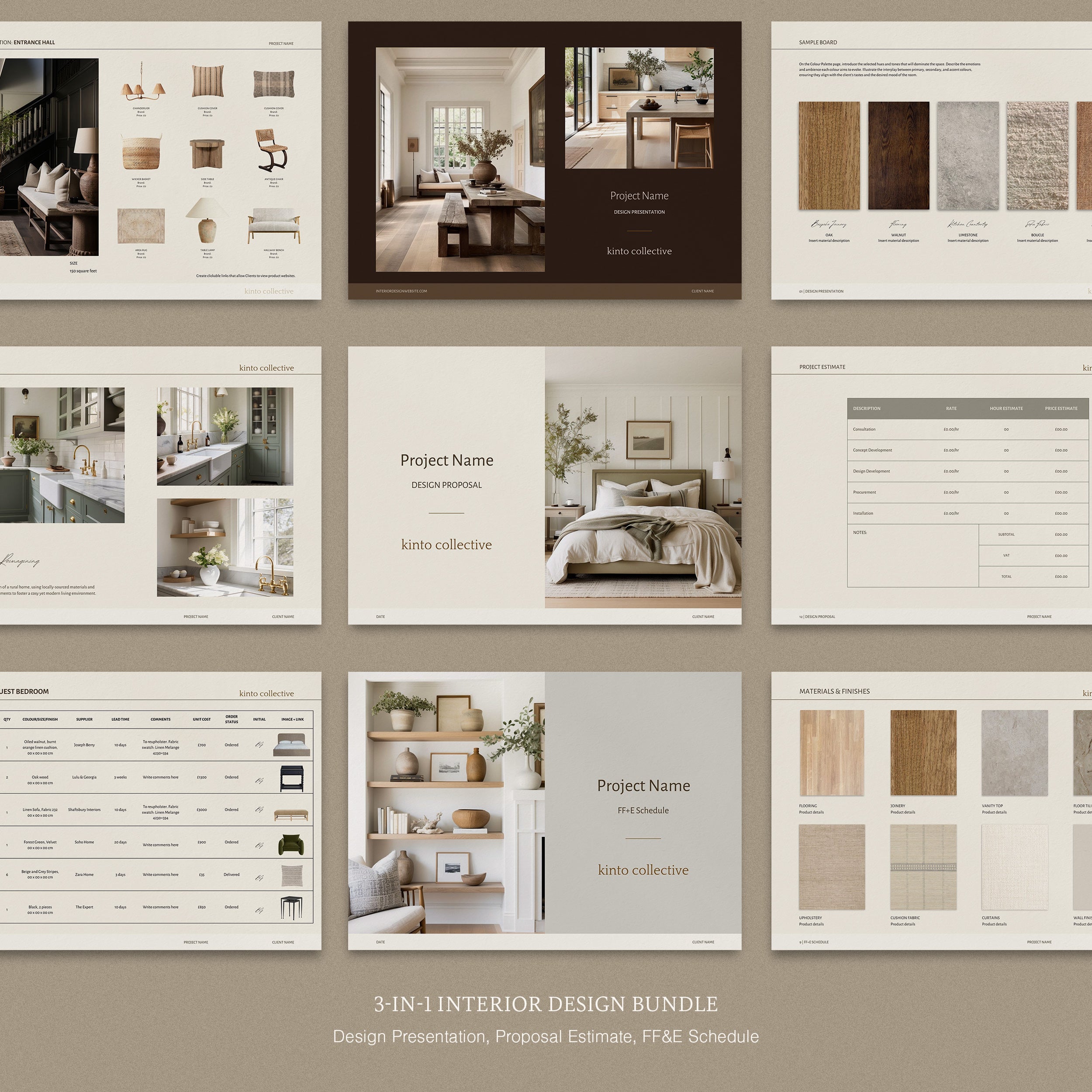 Kinto | Interior Design 3-in-1 Template Bundle - Design Presentation ...