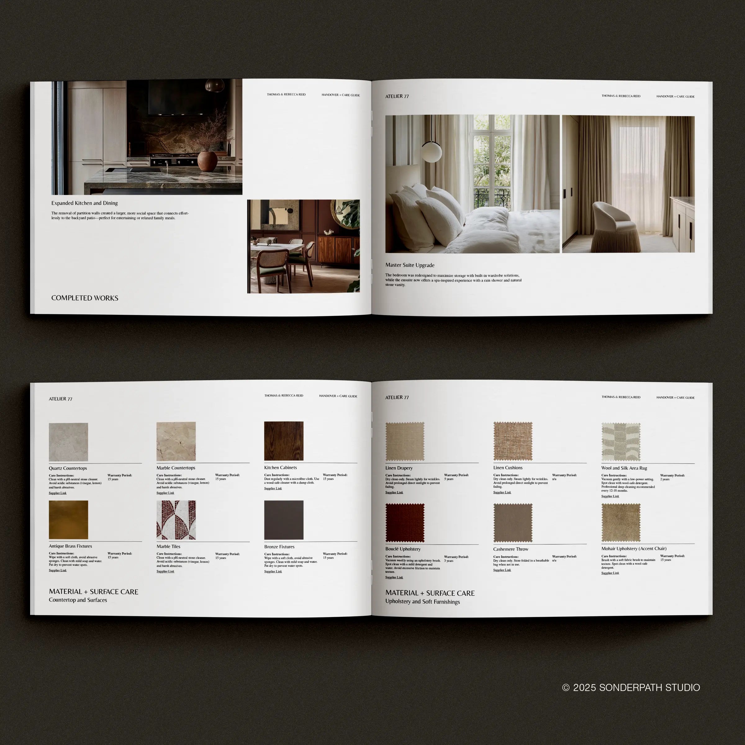 client handover template for interior designers shown in booklet