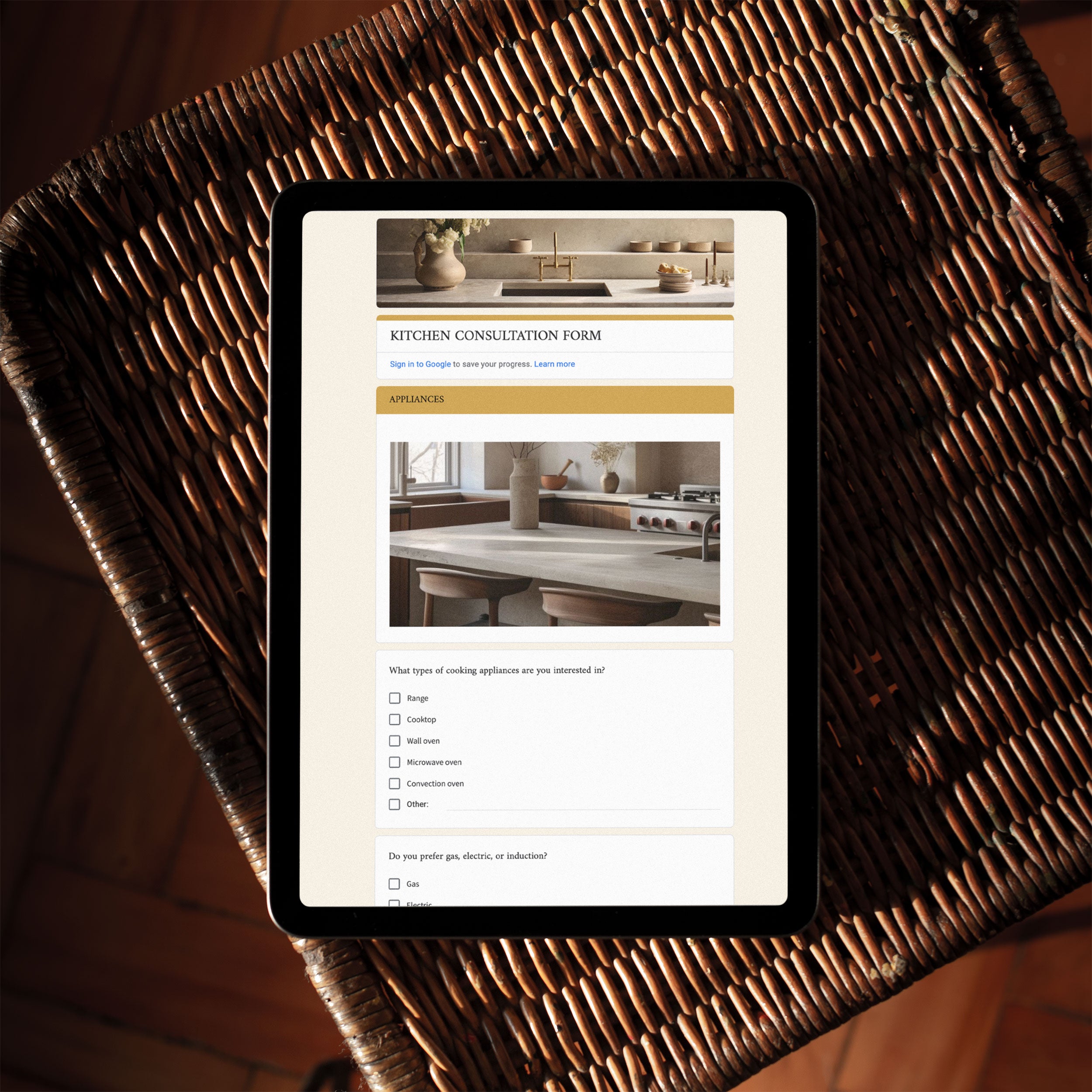 Kitchen Questionnaire for Interior Designers