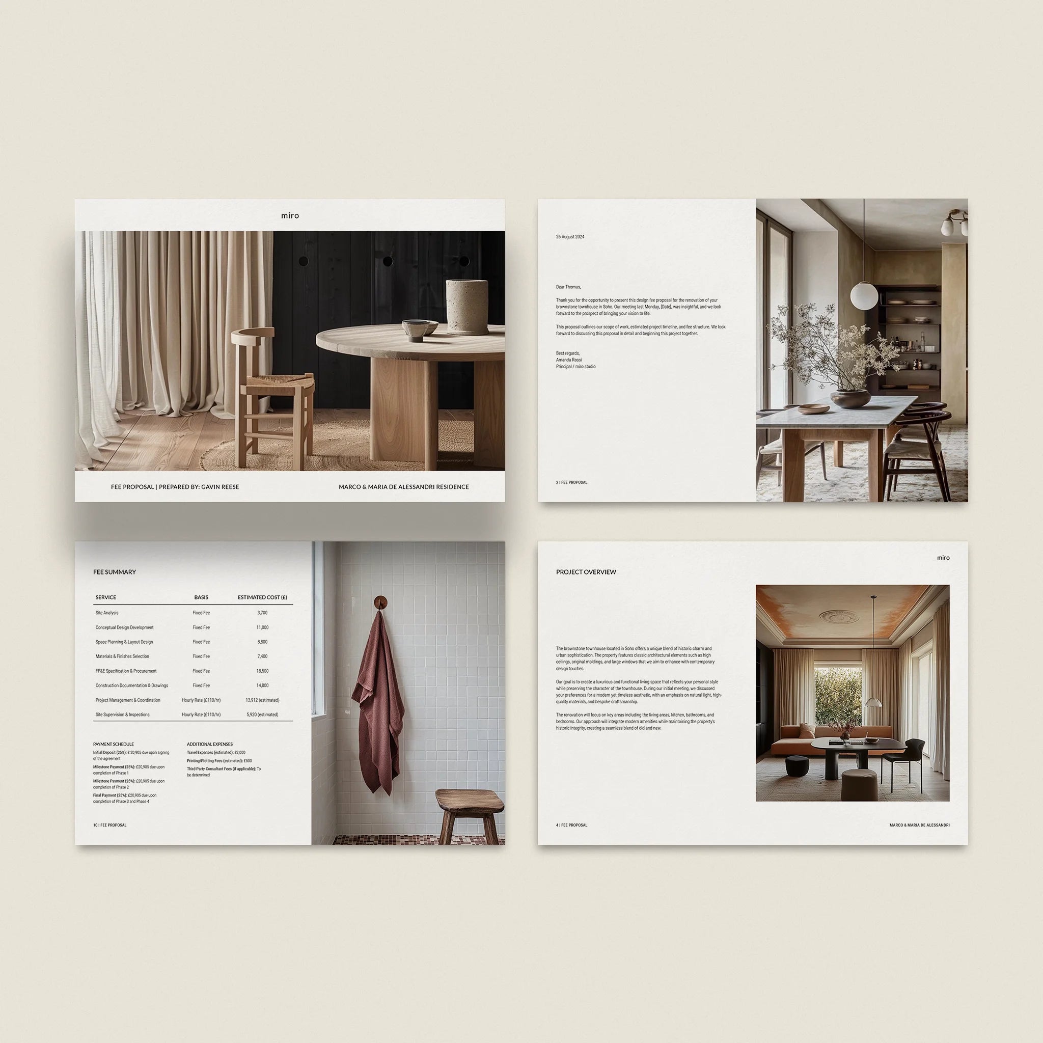 Miro | Interior Design Fee Proposal Template