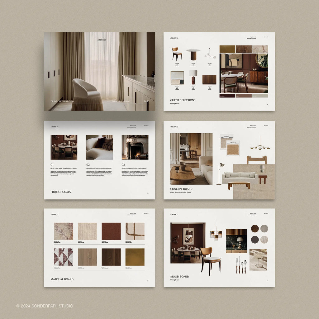 Atelier 77 | Interior Design Presentation Template – Sonderpath Studio