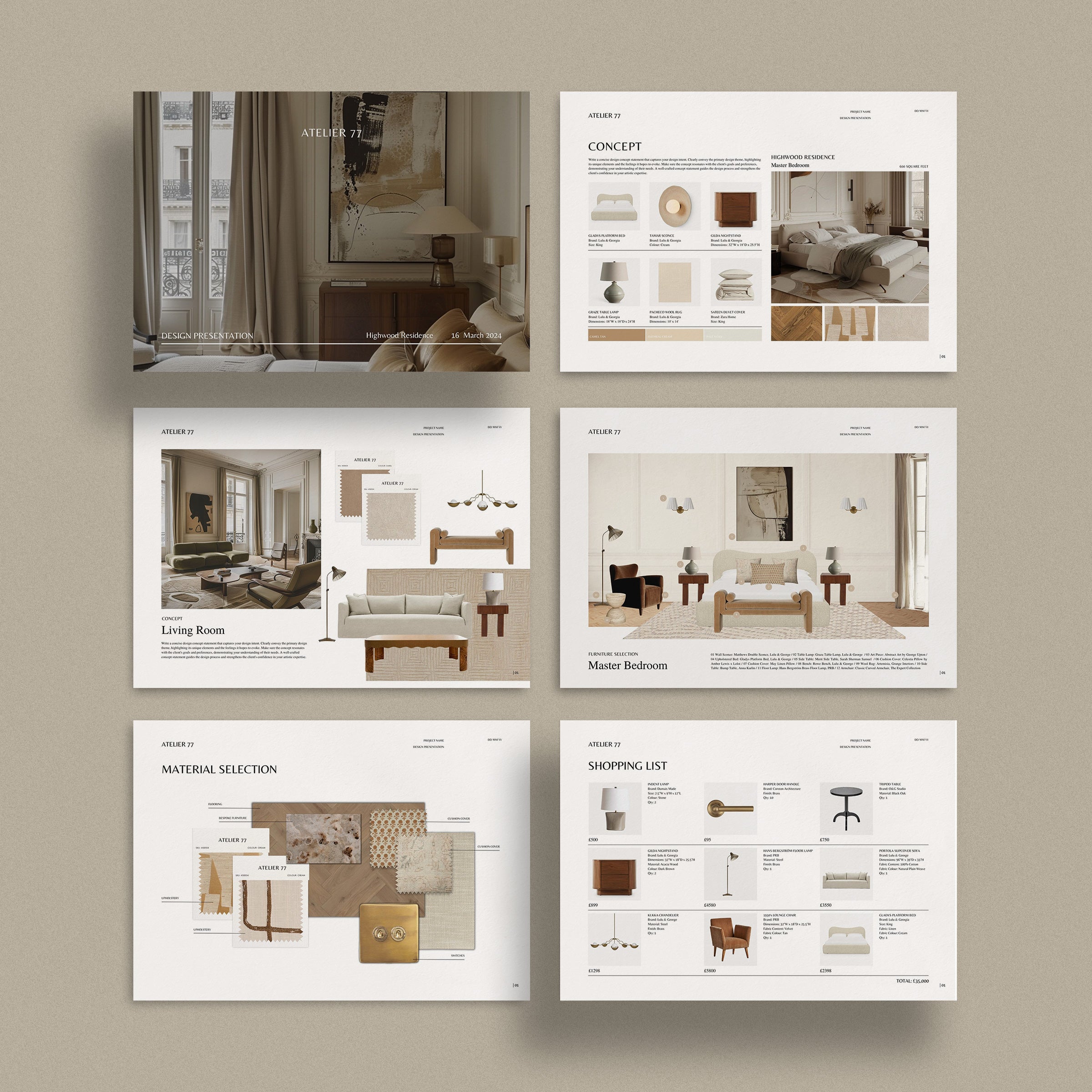 Atelier 77 | Interior Design Presentation Template – Sonderpath Studio