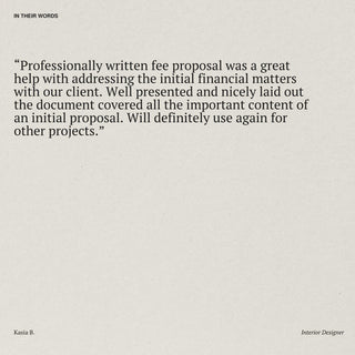 five star review of interior design fee proposal template created by sonderpath studio