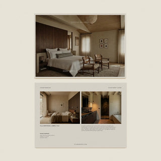 Design of a bedroom with furniture and decor, featuring a neutral color palette.