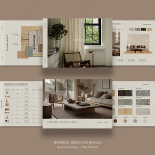 Bowden | Interior Design Duo Template Bundle - Design Presentation and FF&E Schedule