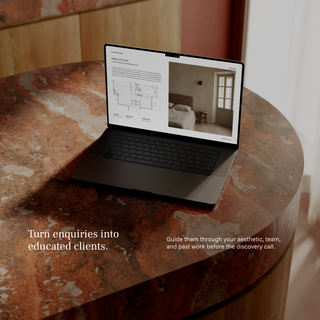 investment guide project page template shown in laptop screen.