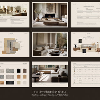 Gallo | Interior Design 3-in-1 Template Bundle - Design Presentation, Fee Proposal, and FF+E Template