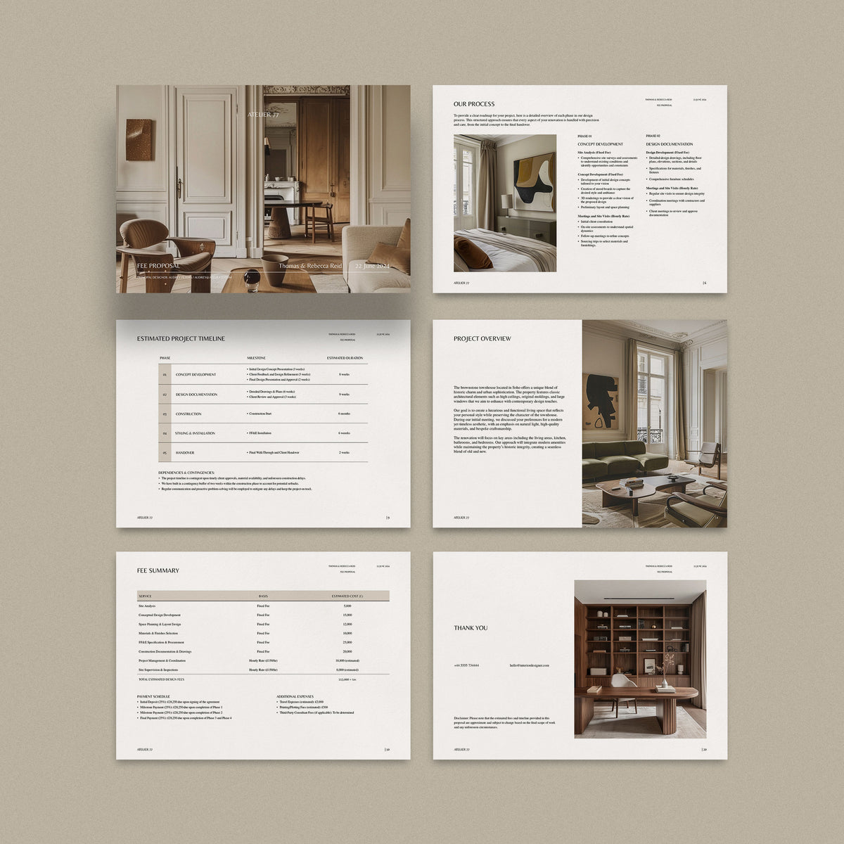 Atelier 77 | Interior Design Fee Proposal Template – Sonderpath Studio