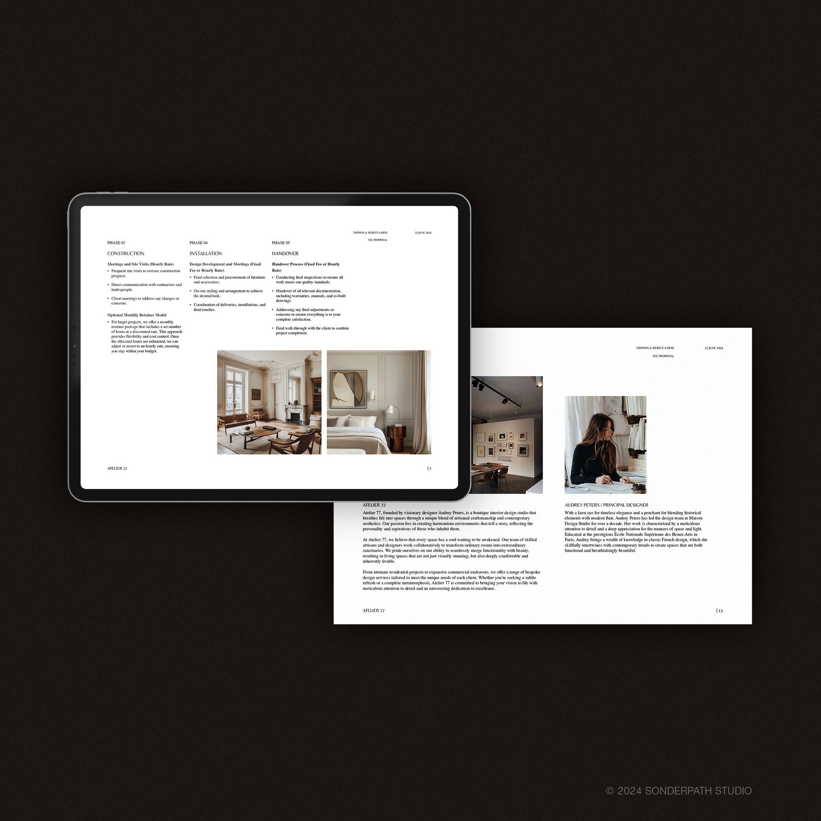 Atelier 77 | Interior Design Fee Proposal Template – Sonderpath Studio