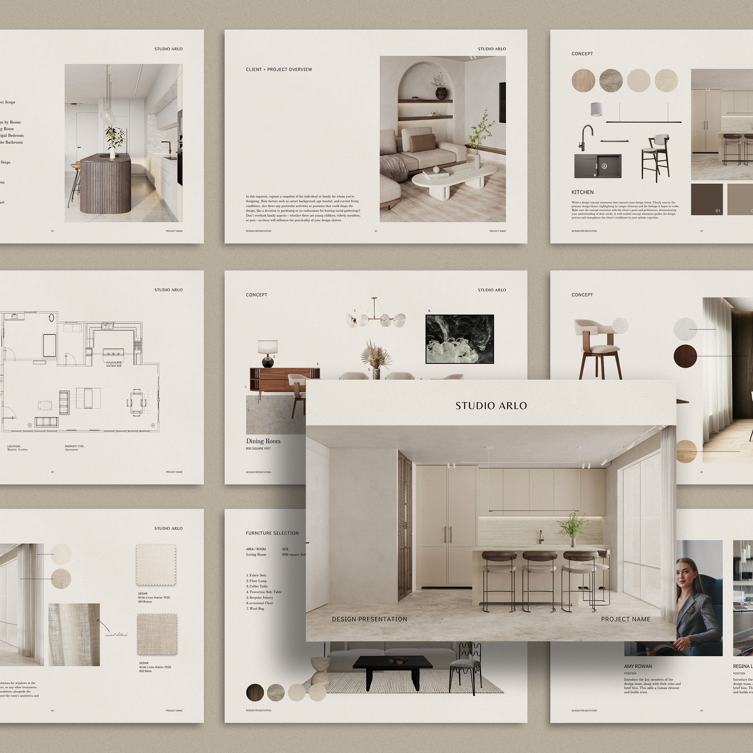 Arlo | Interior Design 3-in-1 Template Bundle - Design Presentation, P ...