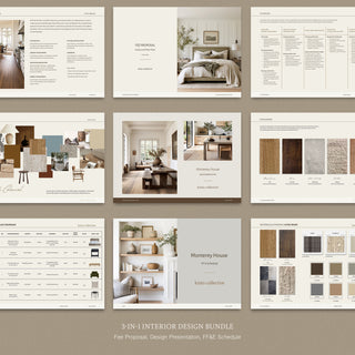 Kinto | Interior Design 3-in-1 Template Bundle - Design Presentation, Proposal, and FF+E Schedule