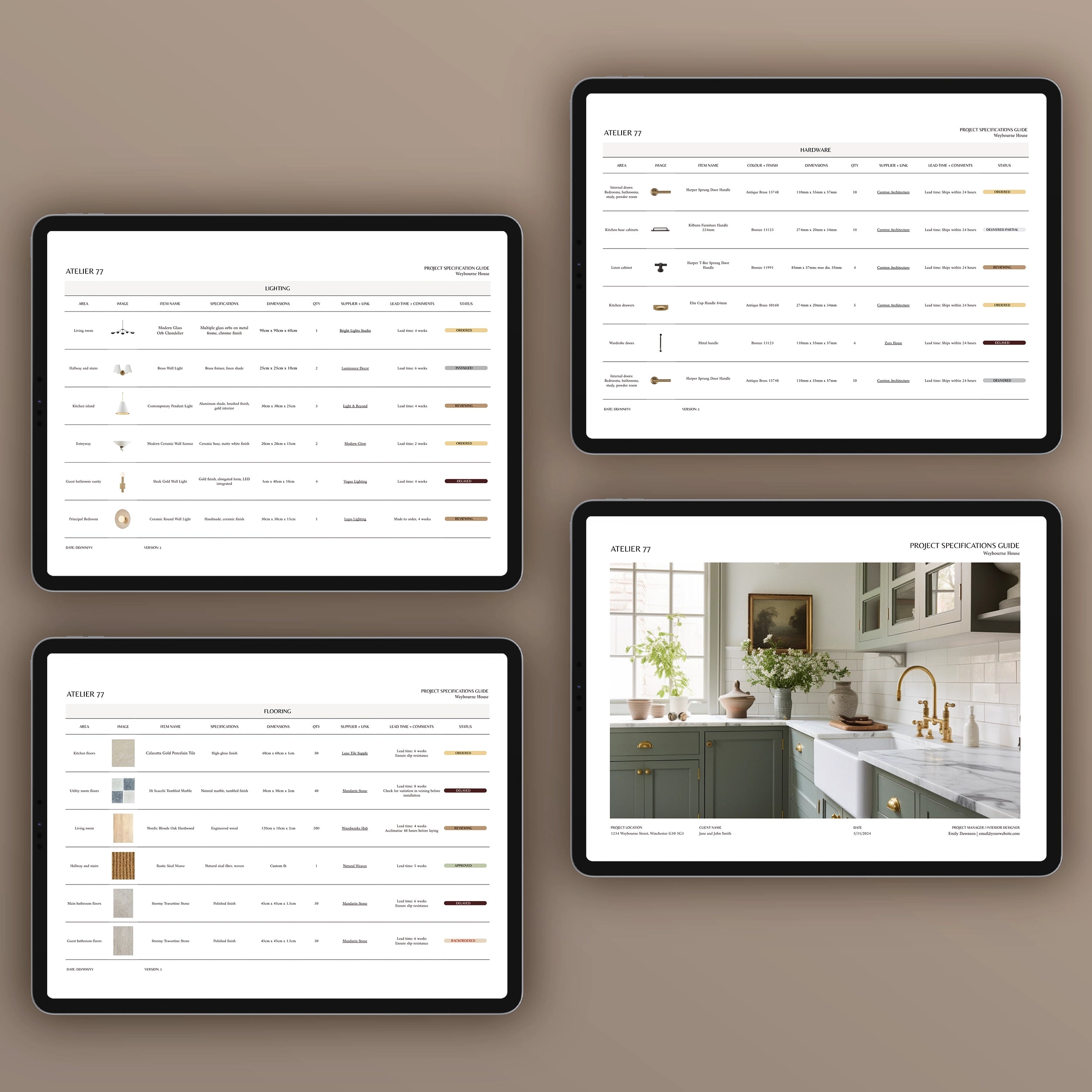 Atelier 77 | FFE Schedule and Project Specifications Guide Template Bu ...