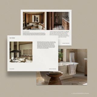 Interior Design Studio page, portfolio page, and back cover page