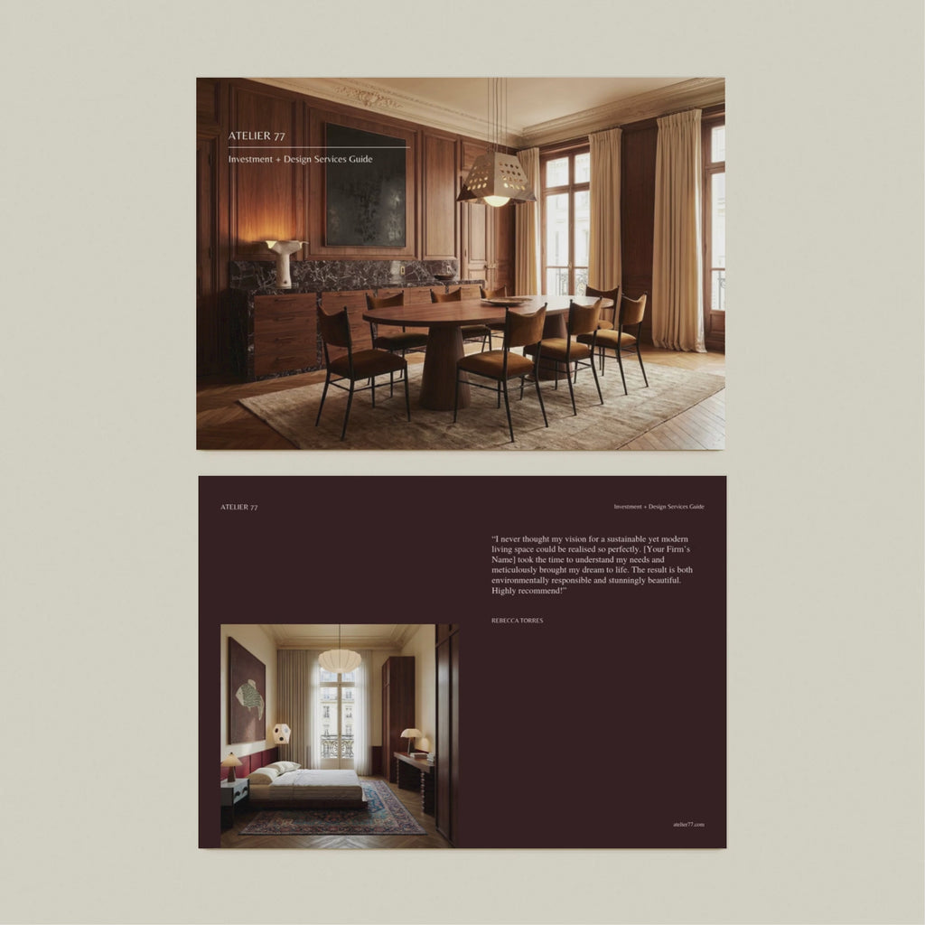 interior design investment guide template pages